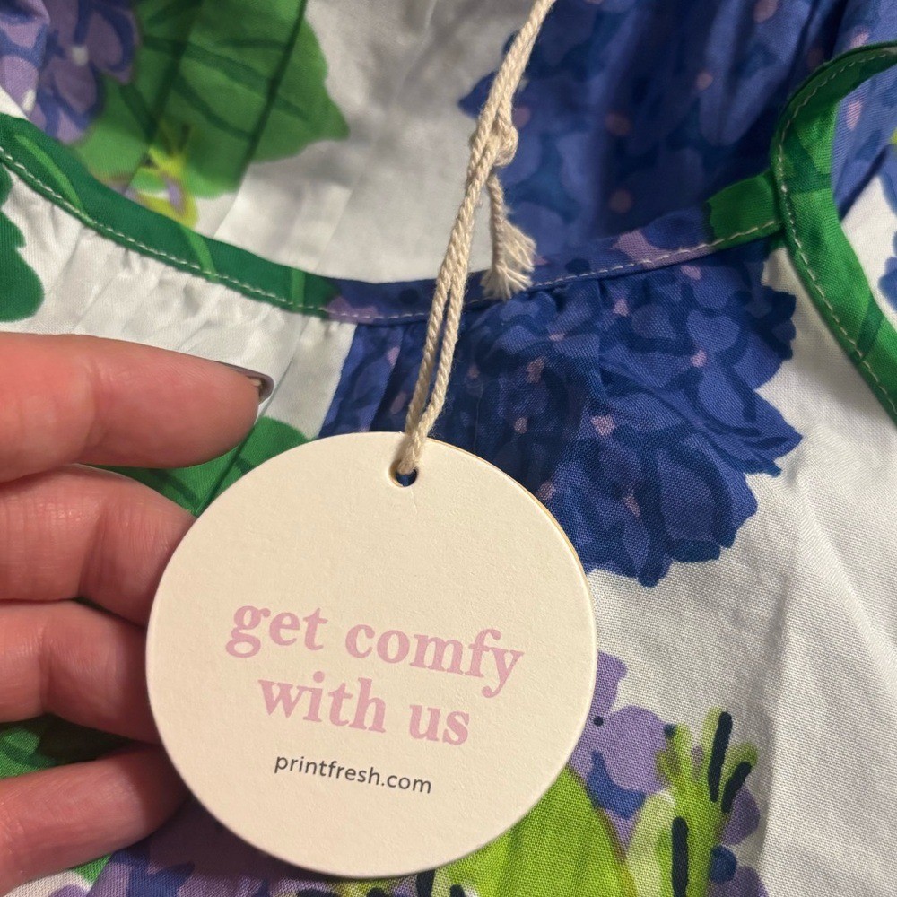 Printfresh Hydrangea Bird Frog Print Organic Cott… - image 5