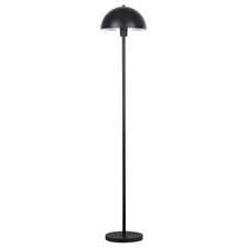 Vega Black Metal Dome Floor Lamp with Sleek Modern Design and Round Metal Sha...