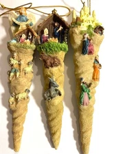 3 Nativity / Manger Icicle  5" Ornaments Family Christian Store