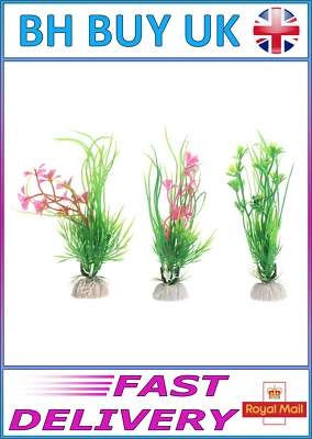 PACK OF 3 NANO AQUARIUM ARTIFICIAL PLANTS, FISH TANK, TROPICAL, DECORATION, UK