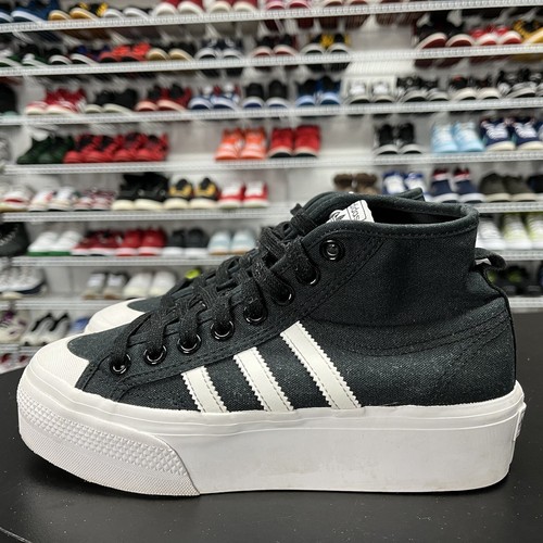 Adidas Nizza Mid Platform Sneakers Women's Black/White FY2783 Size 6.5 - Picture 3 of 5