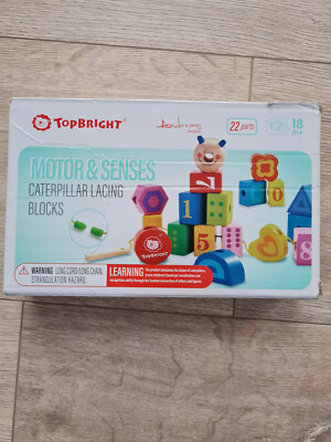 TopBright Motor&Senses Catarpillar Lacing Blocks Holz Motorikspielzeug Kinder