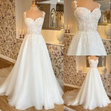 Custom Size White/Ivory Tulle Wedding Dresses Lace Appliques A Line Bridal Gown