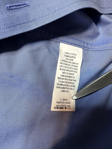LL Bean Shirt Mens 34 Blue Wrinkle Resistant Long Sleeve Button-Down Pockets. - Picture 5 of 9