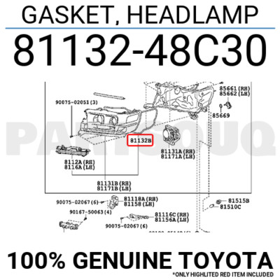 8113248C30 Genuine Toyota GASKET, HEADLAMP 81132-48C30 | eBay