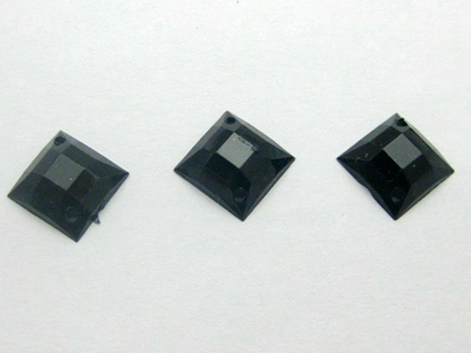 200 Black Flatback Acrylic Square Sewing Rhinestone Gems 10mm Sew On beads - Image 4 of 4