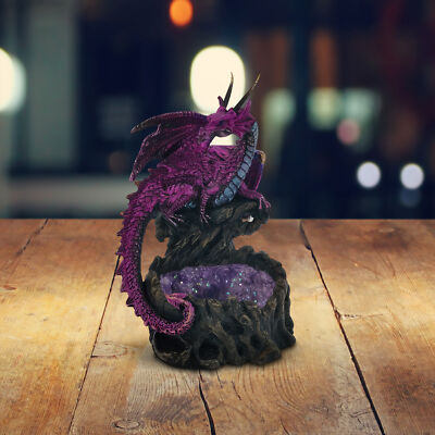 6"H Purple Dragon on Faux Crystal Cave Figurine | eBay