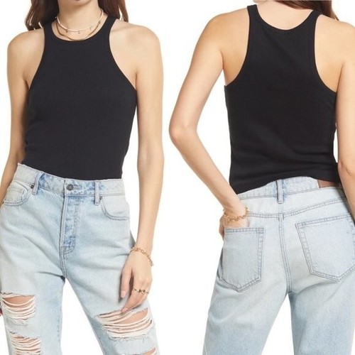 Nordstrom BP Ribbed Tank Top Black Size Medium Minimalist Elevated ...