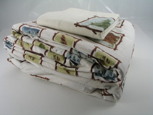 Twin Flannel Sheet Sets, Woolrich Home Premium, Outdoor Animals Scene - Picture 3 of 3