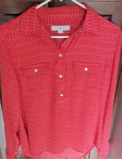 EUC - LOFT  Top Small (S) - 100% Polyester - Red/White - Adorable
