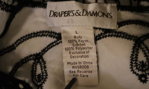Drapers & Damons Womens Blouse L White & Black Crochet Butterfly Blouse Unique - Picture 10 of 11