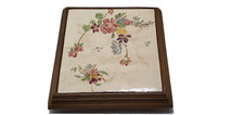 Dessous de Plat Contour Bois Faïence Décors Florale Libellule 
