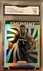 2019-ZION-WILLIAMSON-Rookie-Prizm-Silver-Emergent-Refractor-Gem-Mint-10-SP-ROY