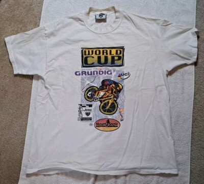 Vintage Mountain Bike Shirt Men s XL White Grundig UCI World Cup 1995 90s