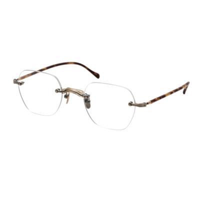 Masunaga GMS-122T Rimless Demi Antique Gold Optical Eyeglasses