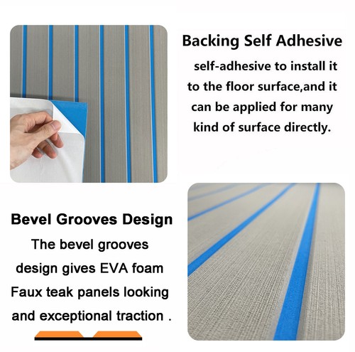 Gray Blue Boat Flooring EVA Foam Decking Sheet 5.5mm Fuax Teak Deck Floor Mat - Picture 3 of 20