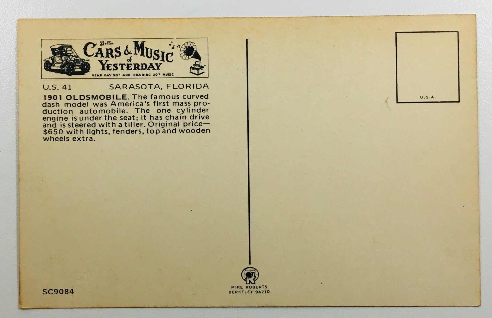 Vintage Car Postcard 1901 Oldsmobile eBay