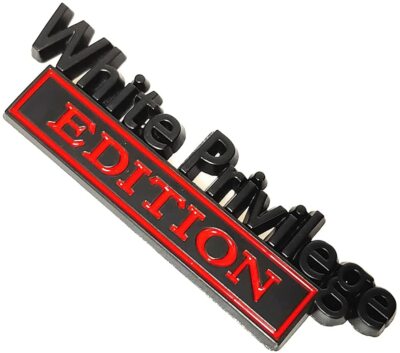 1x Metal White Privilege Edition CAR EMBLEM Badge 3D Sticker Decal (Black Red)