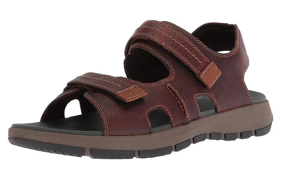 NEW Sandali Clarks Brixby Shore in pelle da uomo taglia 13 marrone