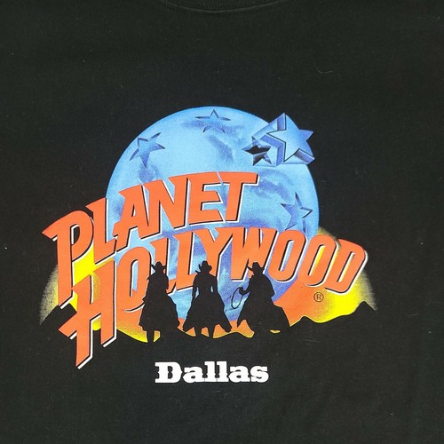 T-shirt nera vintage Planet Hollywood da uomo Dallas taglia M made in USA 1991 - Foto 4 di 6