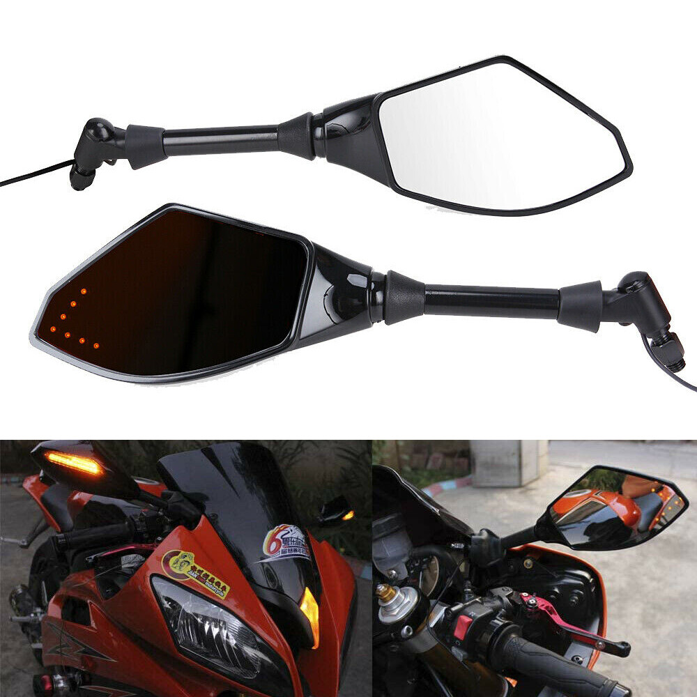 Motorcycle LED Turn Signal Rearview Side Mirrors For Honda Bobber