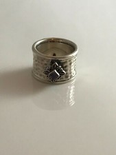 Sterling Silver Hammered Ring with Mini Amethyst Gemstone Ring Size 6