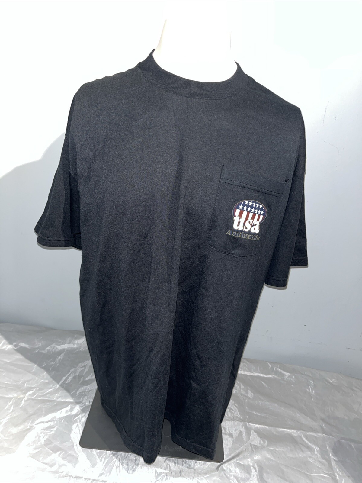 Vintage USA Authentic Solid Black Basic Tshirt Si… - image 1