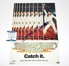 JOHN TRAVOLTA SIGNED 'SATURDAY NIGHT FEVER' 12x18 MOVIE POSTER BECKETT COA BAS