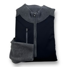 FootJoy Black Gray 1/4 Zip Hybrid Sweater Nylon Wool Blend Jackson CC Men Medium