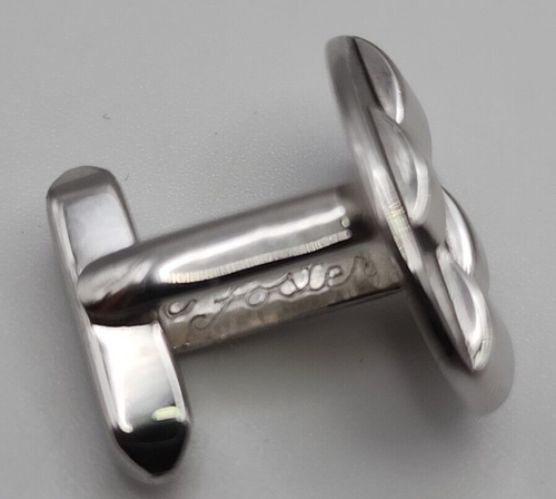 Vintage Men's Foster Black & Silver Tone Raised Oval Cufflinks - Picture 5 of 6