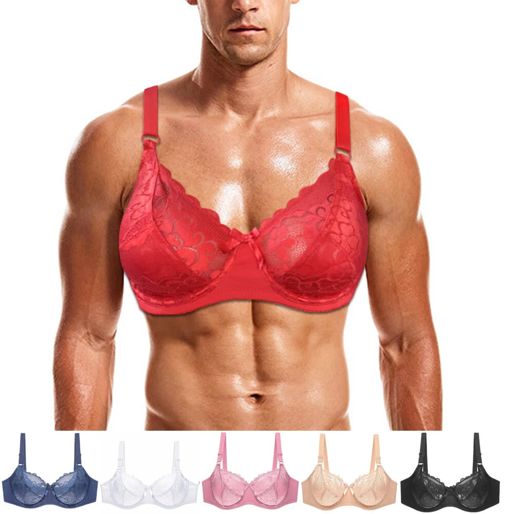 Mens Bras Large Pecs Unpadded Bra Lace Brassiere Crossdreser Sissy