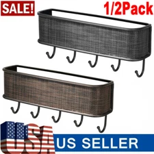 Mail Rack Key Holder Hanger Wall Letter Organizer w/ Shelf & Hooks Home Decor US