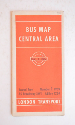 London Transport Central Area Bus Map No.1 1939