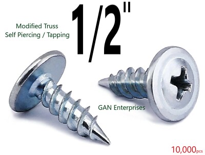 Modified Truss Head Self piercing Screws # 8 x 1/2'' K-Lath ZINC (10000) 