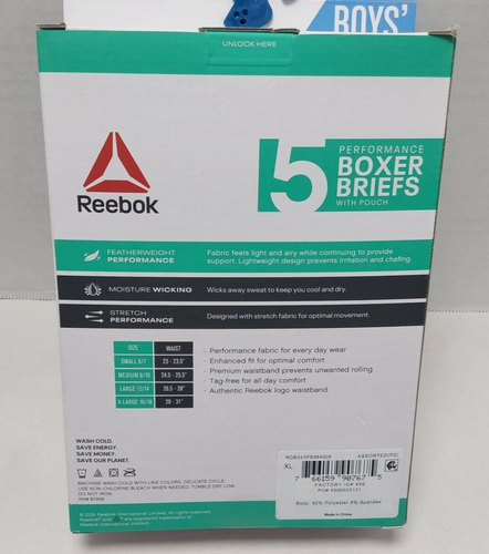 Paquete de 5 calzoncillos boxer de rendimiento para niños Reebok talla X-grande (16/18), longitud regular - Imagen 5 de 7
