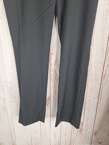 Hart Schaffner Marx Slacks Dress Pants Mens 32X32 Solid Gray Wool Flat Front - Picture 5 of 8