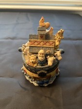 Noah's Ark Decorative Trinket Box Resin Hinged Jewelry Case