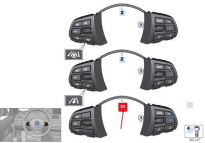 BMW X5 F15 Steering Wheel Multifunction Switches 61319273656 9273656