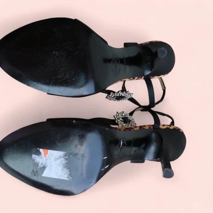 Halé Bob леопард печать атласные высокие каблуки со стразами деталь, 3,5» каблук - Изображение 3 из 3