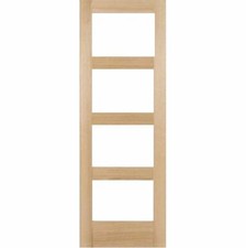 internal sliding oak door shaker 4 light clear or frosted glass unfinished oak