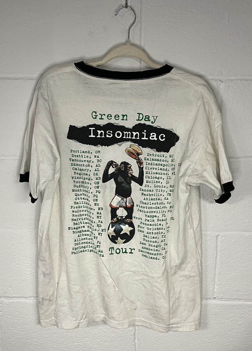 Vintage 1995 Green Day Insomniac Concert Ringer Tour T Shirt Vintage 1995 Green Day Insomniac Concert Ringer Tour T Shirt