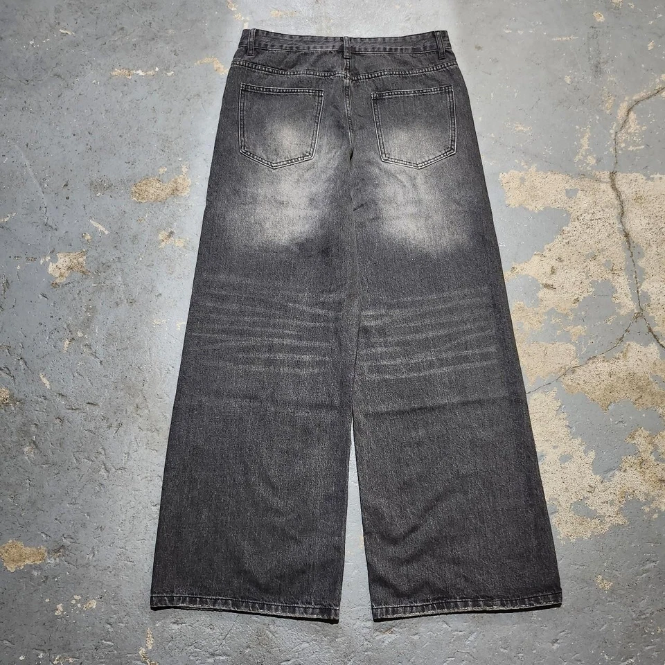 Vaqueros holgados grises 32w x 30l pierna ancha denim Foto 2 de 4