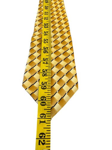 Arrow Neck Tie 4" Wide 61" Long Brown 100% Imported Silk Checkered - Picture 6 of 7