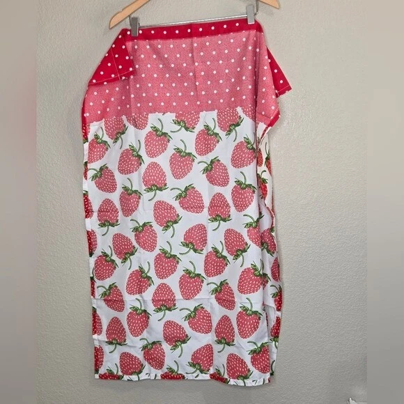 Strawberry Polka Dot Print Kitchen Curtain Panel Summer Fruits - Image 3 of 4