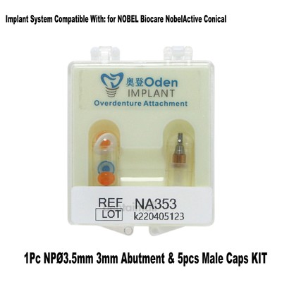 Dental for Nobel Active Biocare 3mm Abutment Overdenture Male Caps Kits NPØ3.5mm
