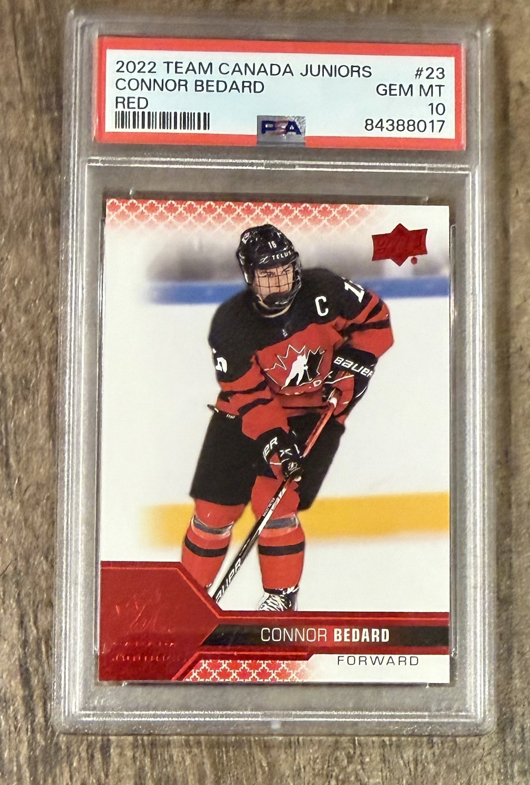 2022-23 Connor Bedard RED FOIL RC PSA 10💎Upper Deck Team Canada Rookie #23📈 view 1
