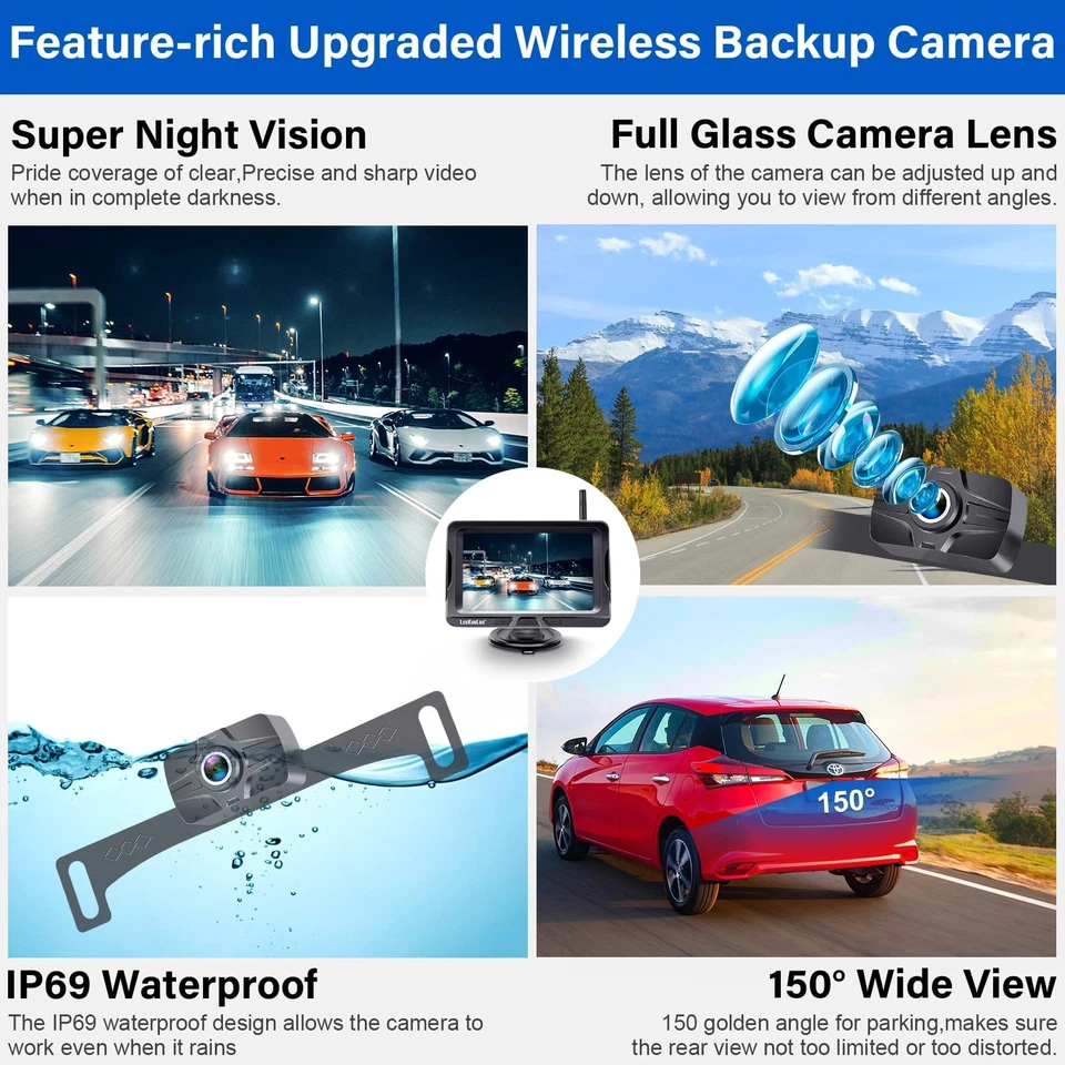 Wireless Backup Camera Ease Install - Color Image HD 1080P 5 Inch Monitor Dig... - Image 3 of 4