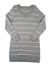 Banana Republic M Angora Blend Striped Sweater Dress Long Sleeve Knit Mini Beige