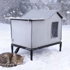 Insulated Outdoor Cat House Dog Cave Bed Sleeping Tent with Roof Pet Shelter