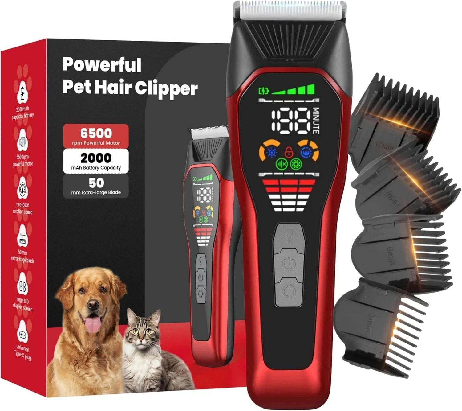Professional PET CLIPPERS Dog Grooming Kit Heavy Duty Trimmer Thick Hair US